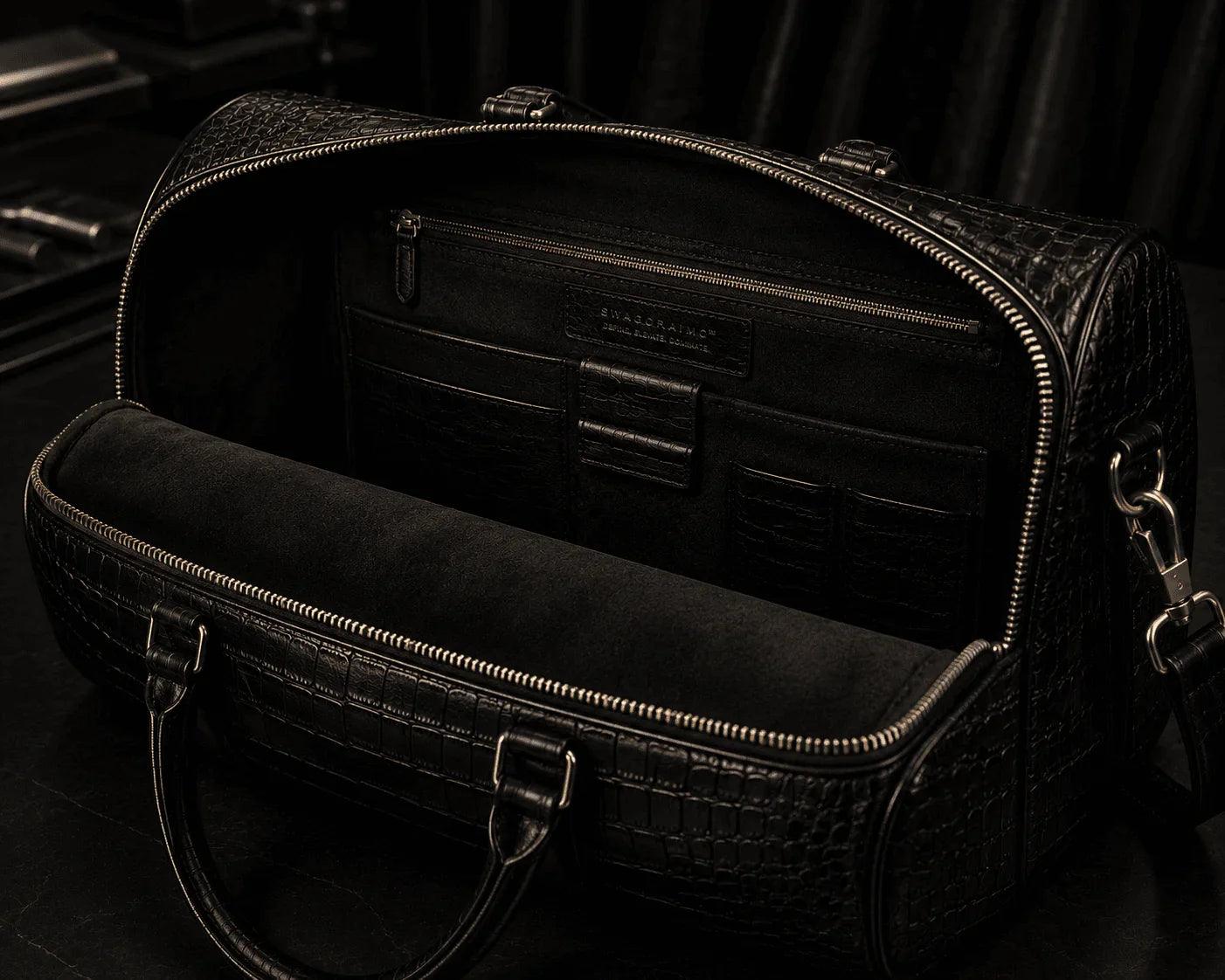 SWAGORAIMO™ Noir Crocodile Prestige Duffle - 𝓢𝓦𝓐𝓖𝓞𝓡𝓐𝓘𝓜𝓞