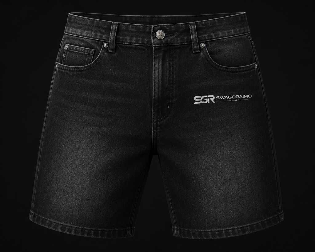 SWAGORAIMO ATELIER™ Premium Black Denim Shorts