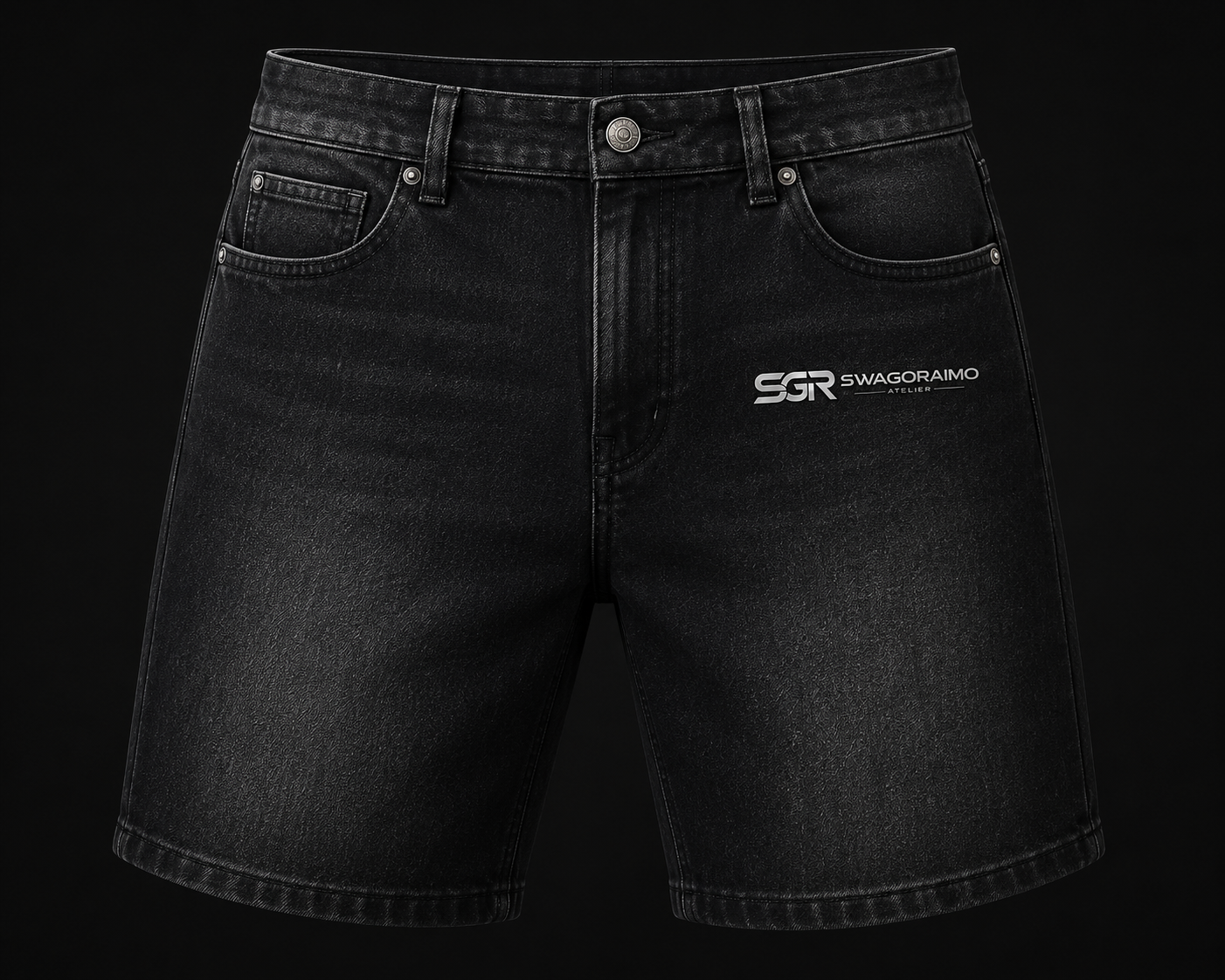 SWAGORAIMO ATELIER™ Premium Black Denim Shorts