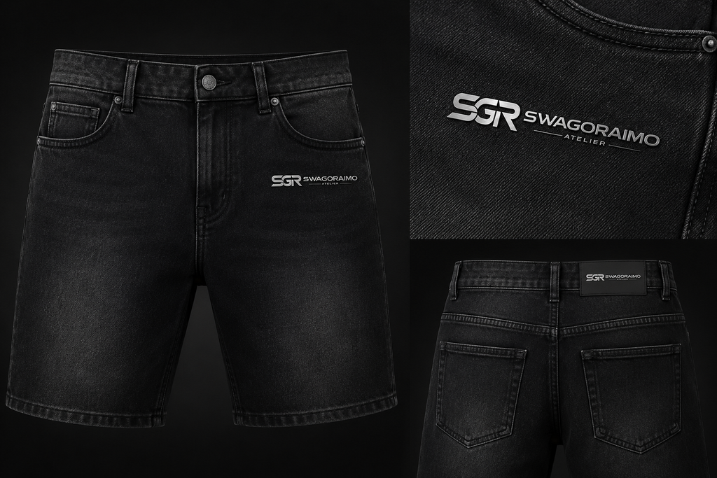 SWAGORAIMO ATELIER™ Premium Black Denim Shorts