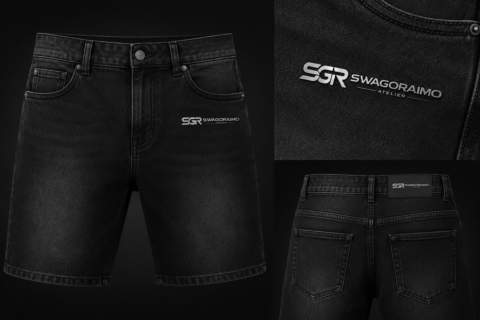 SWAGORAIMO ATELIER™ Premium Black Denim Shorts