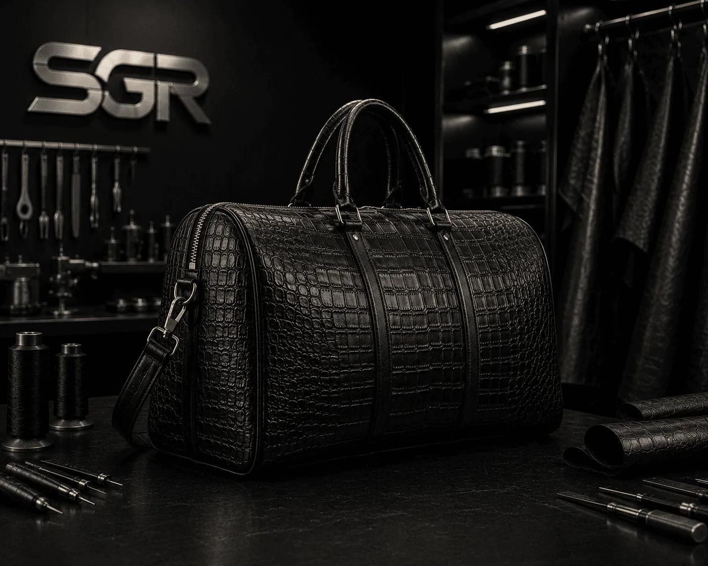 SWAGORAIMO™ Noir Crocodile Prestige Duffle - 𝓢𝓦𝓐𝓖𝓞𝓡𝓐𝓘𝓜𝓞