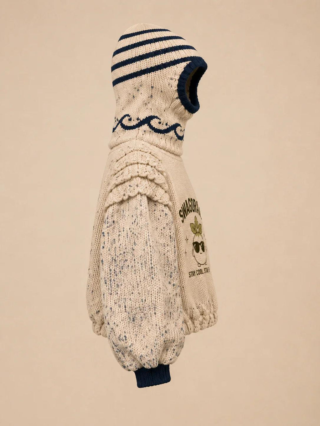 SWAGORAIMO™ Mediterranean Knit Balaclava Hoodie (Cream/Navy) - 𝓢𝓦𝓐𝓖𝓞𝓡𝓐𝓘𝓜𝓞